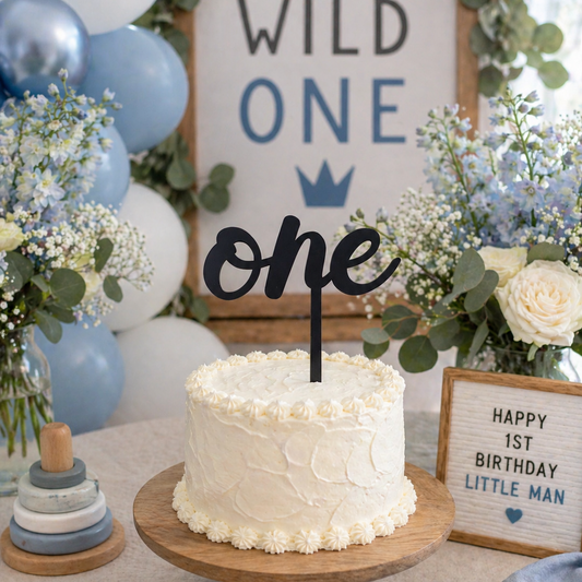 Simple ONE First Birthday Cake Topper