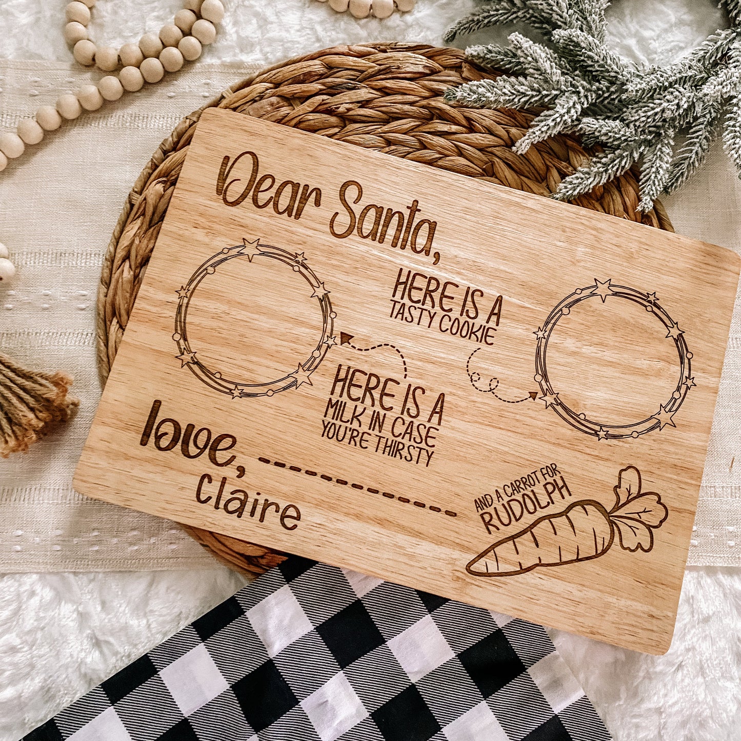 Custom Santa Milk and Cookie Board - Stars