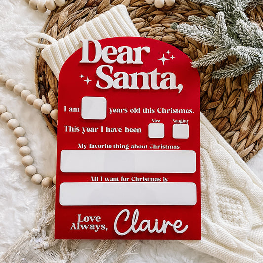 Dear Santa Christmas Dry Erase Board - CUSTOM NAME