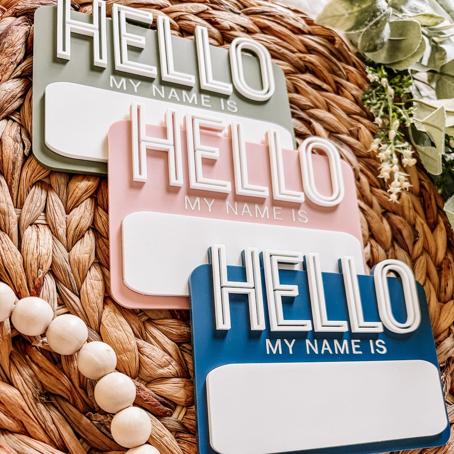 Hello My Name Is - Dry Erase Baby Name Announcement - Outline Font