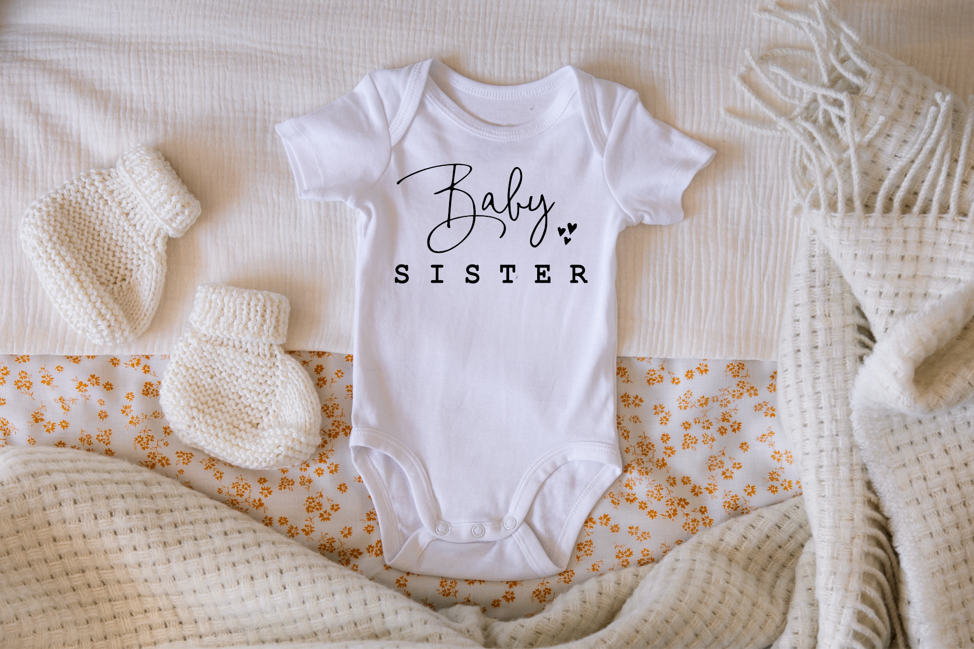 Little Sister Newborn Baby Onesie Claire and Bella LLC