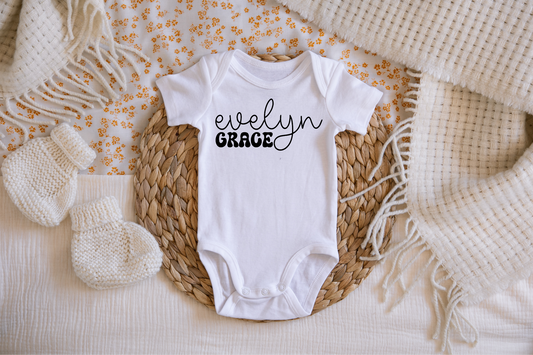 Girly Retro Font Name Custom Onesie