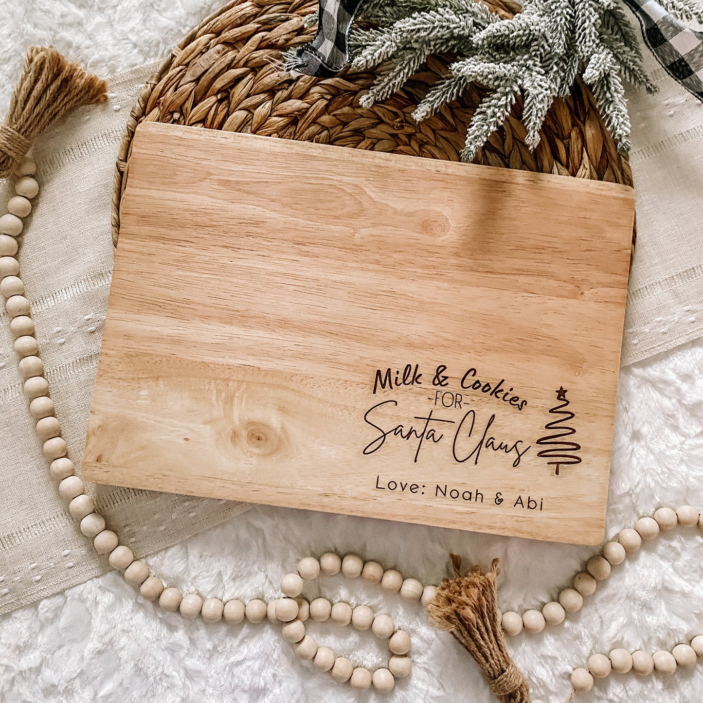 Custom Santa Milk and Cookie Board - Tree