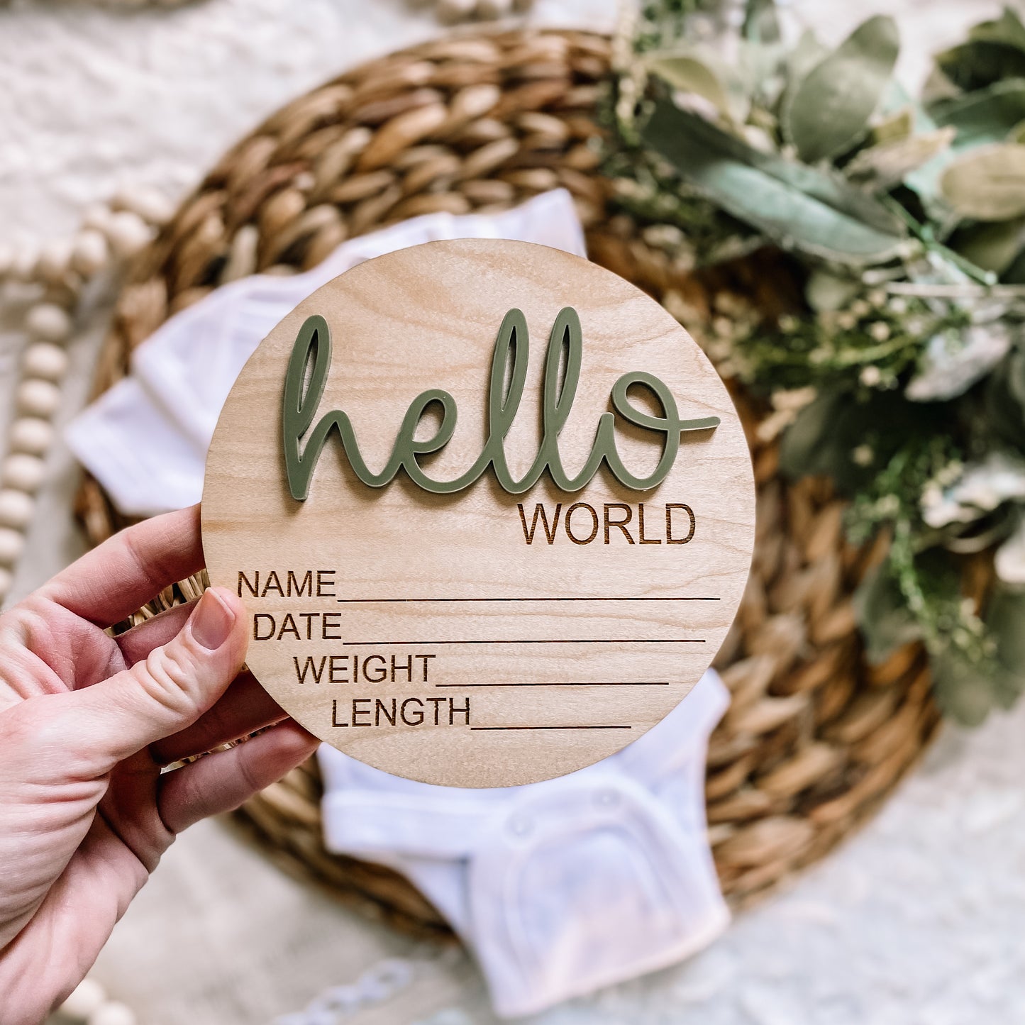 Hello World Birth Announcement Disc 3D