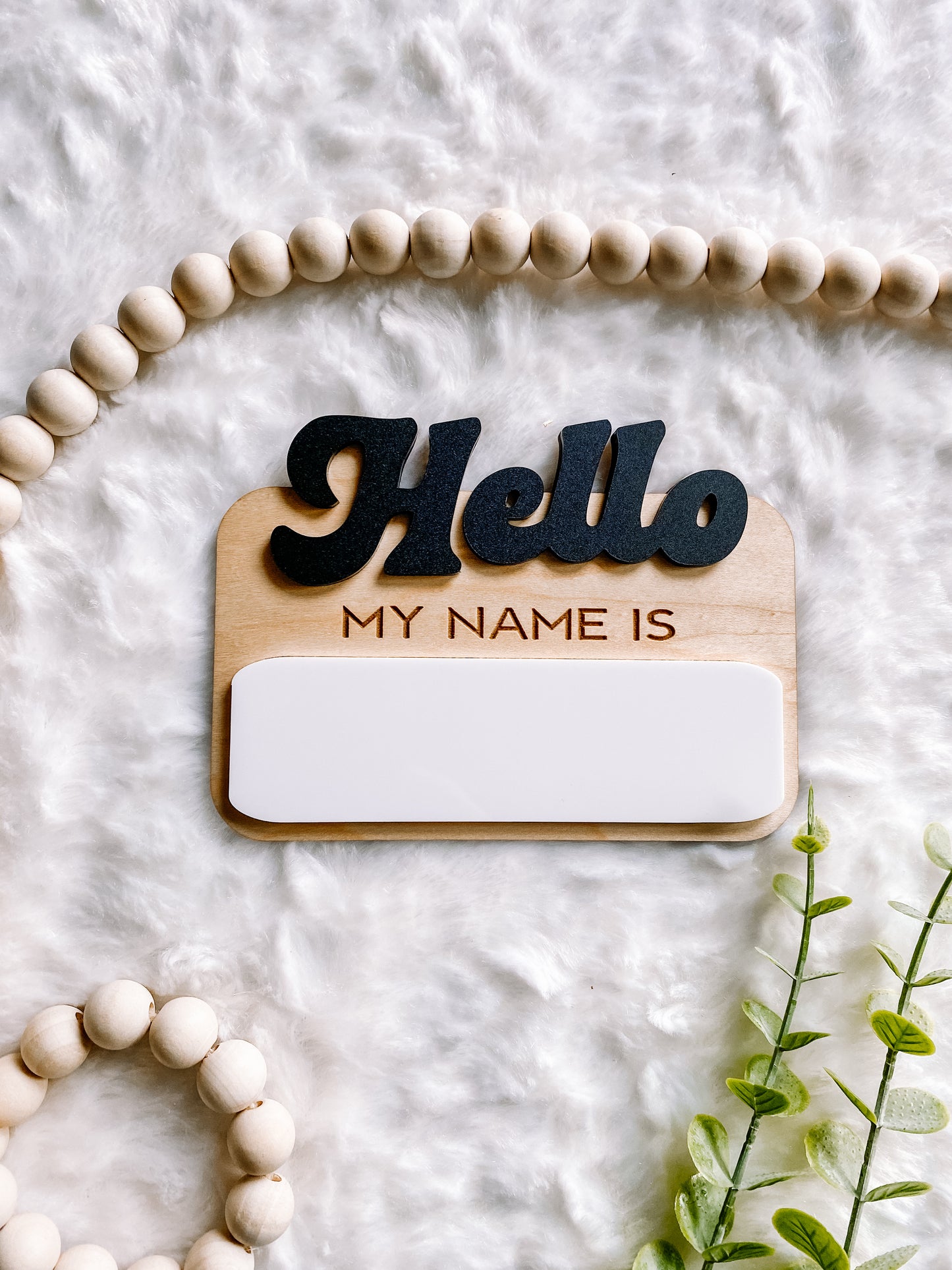 Dry Erase Hello My Name Is Sign - Retro Font