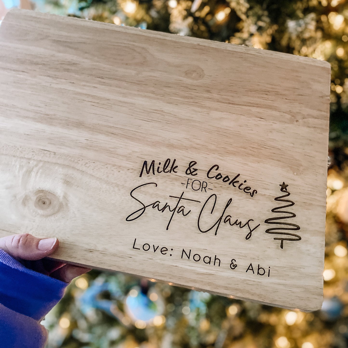 Custom Santa Milk and Cookie Board - Tree
