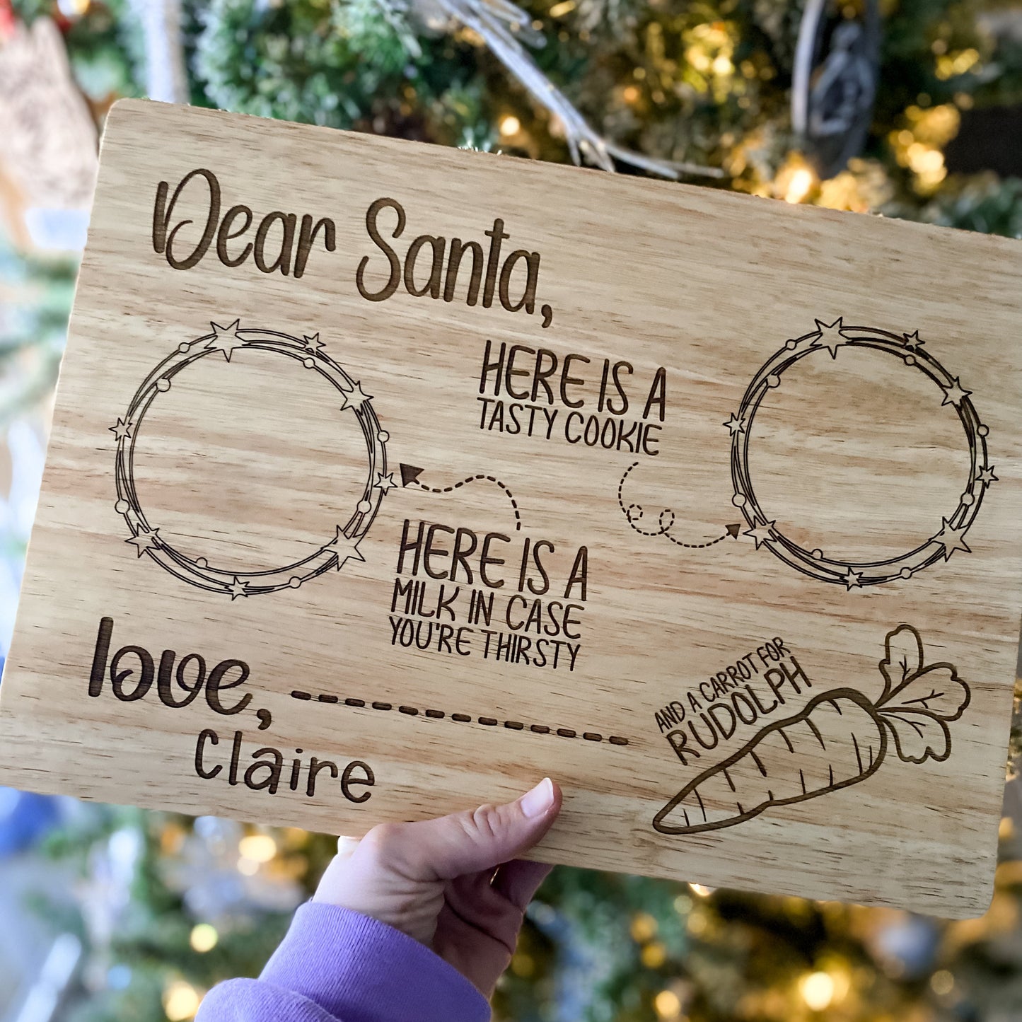 Custom Santa Milk and Cookie Board - Stars