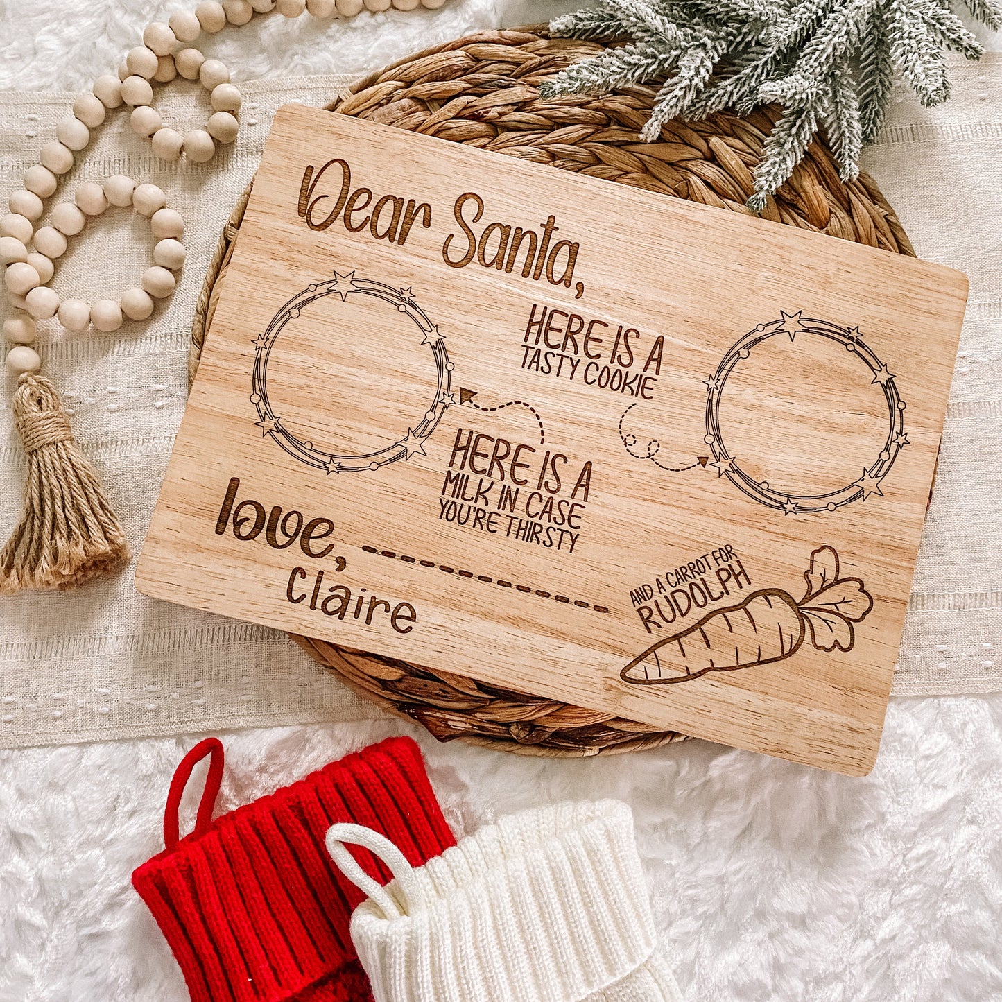 Custom Santa Milk and Cookie Board - Stars