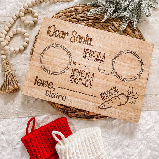 Custom Santa Milk and Cookie Board - Stars