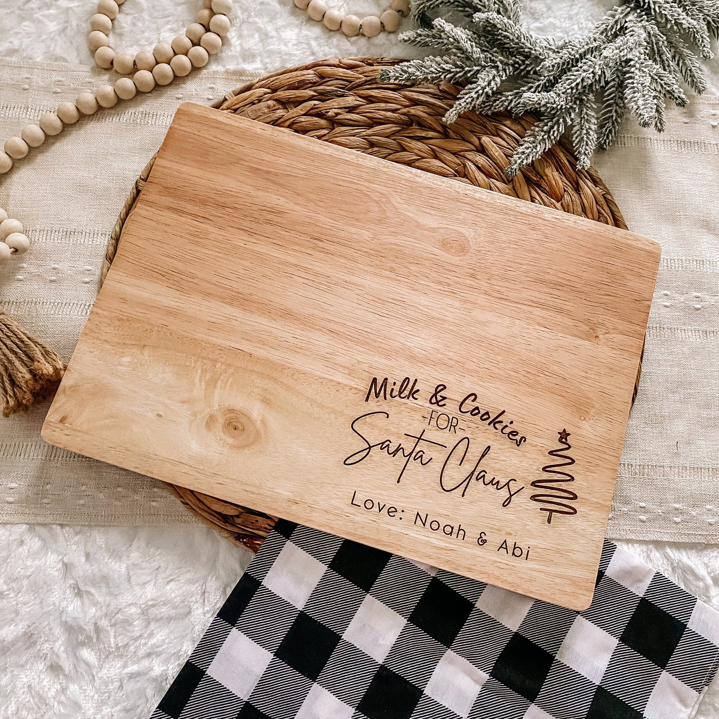 Custom Santa Milk and Cookie Board - Tree