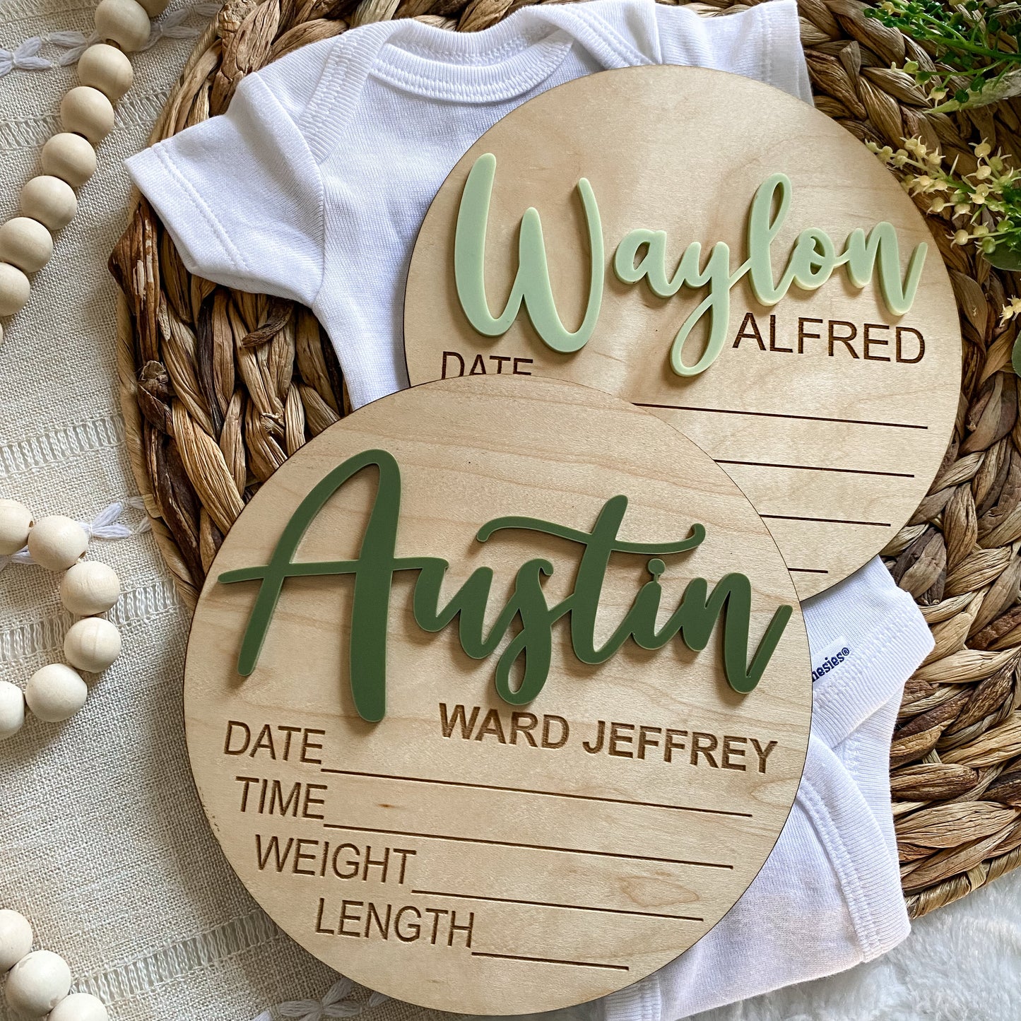 3D Wood Birth Stat Circle - Custom with Name