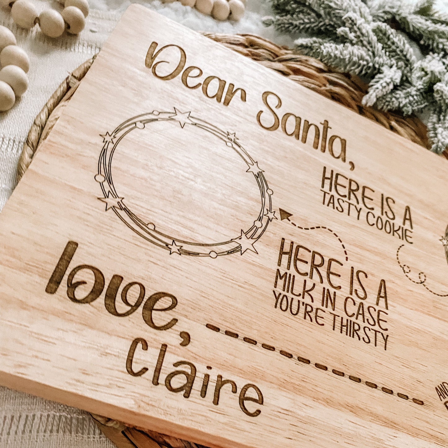 Custom Santa Milk and Cookie Board - Stars