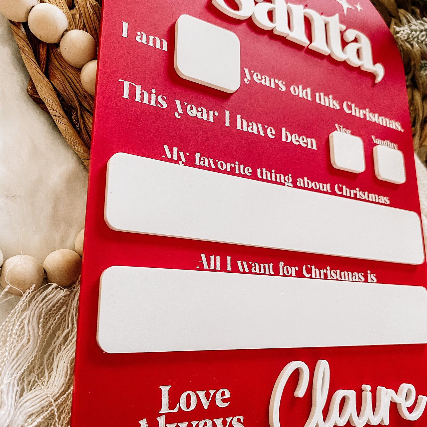 Dear Santa Christmas Dry Erase Board - CUSTOM NAME