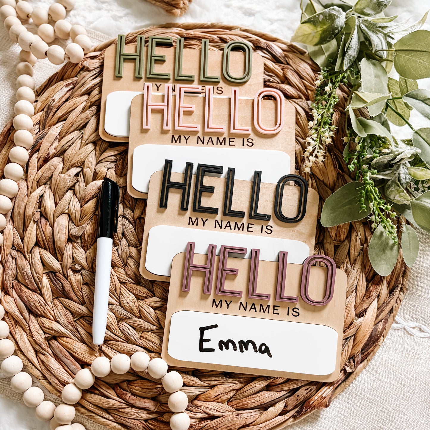 Dry Erase Hello My Name Is Sign - Outline Font