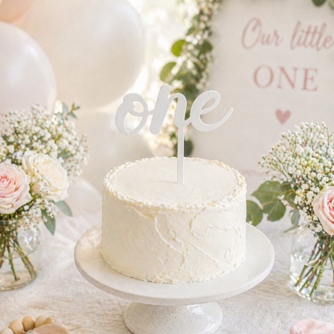 Simple ONE First Birthday Cake Topper