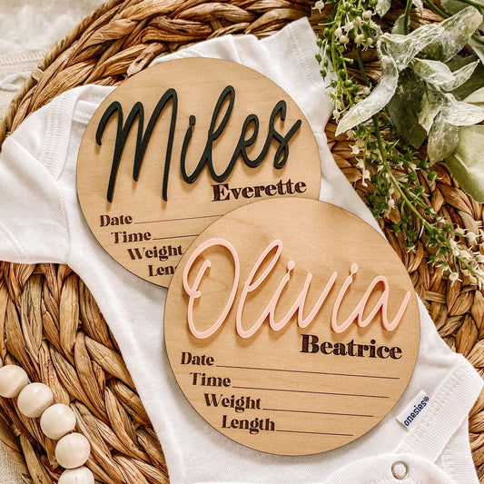 Personalized Birth Stat Sign - Dainty Script