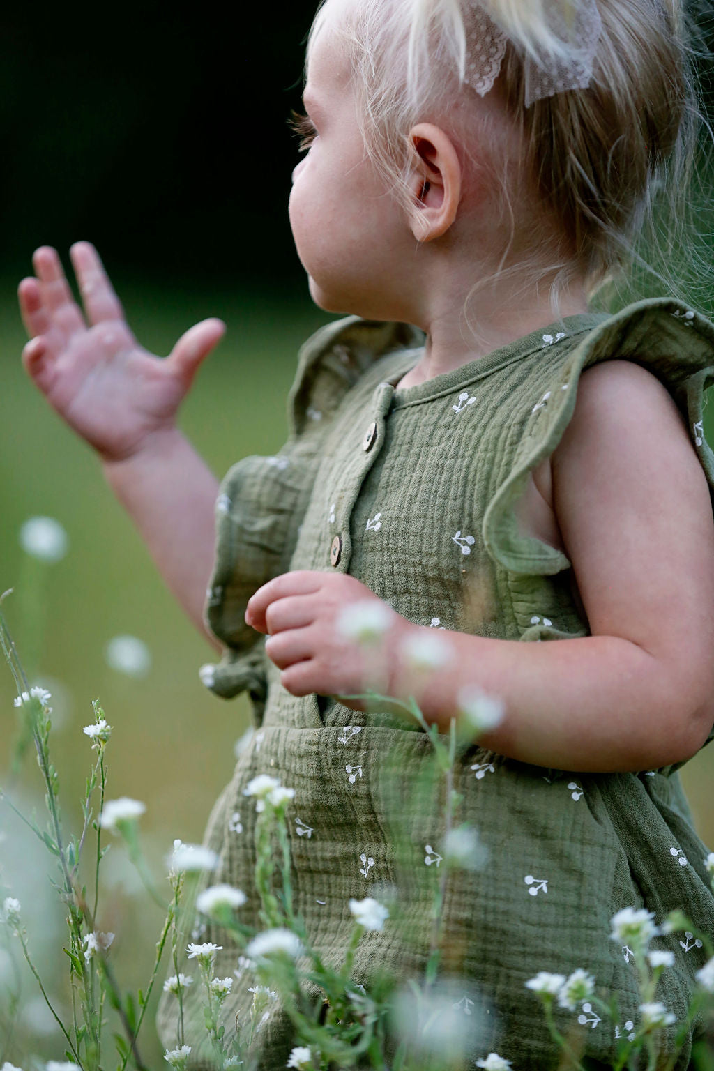 Olive Green Organic Cotton Romper