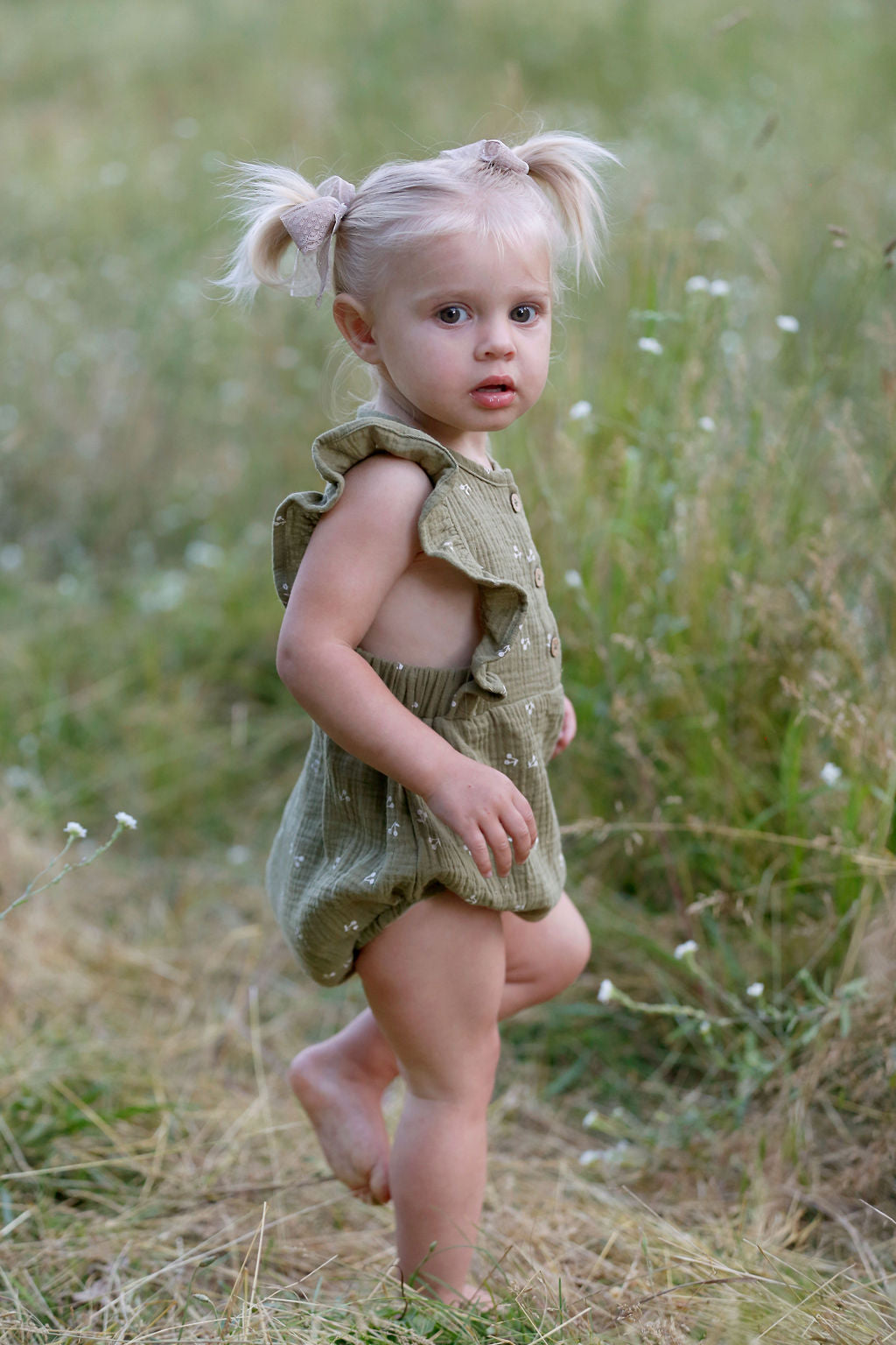 Olive Green Organic Cotton Romper