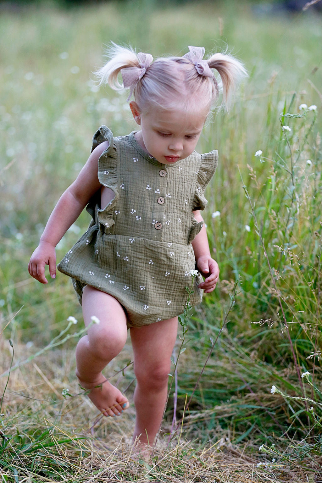 Olive Green Organic Cotton Romper