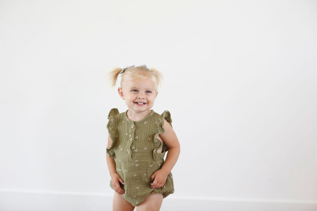 Olive Green Organic Cotton Romper