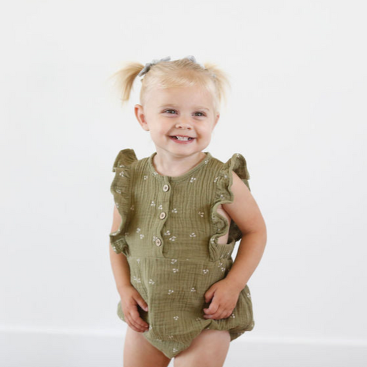 Olive Green Organic Cotton Romper