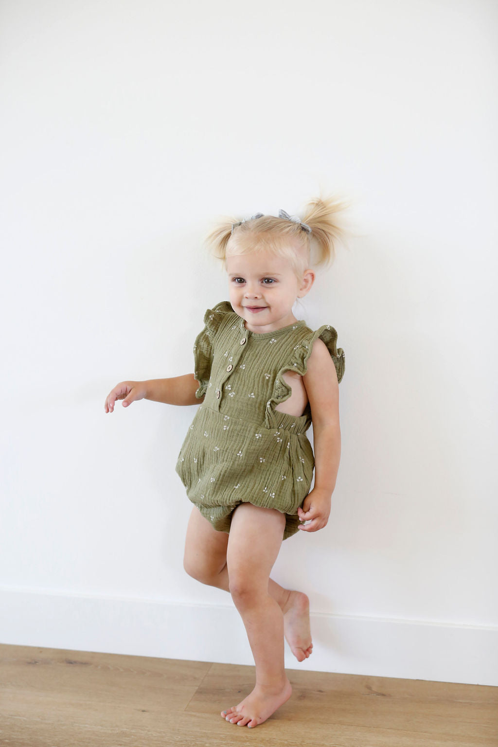 Olive Green Organic Cotton Romper