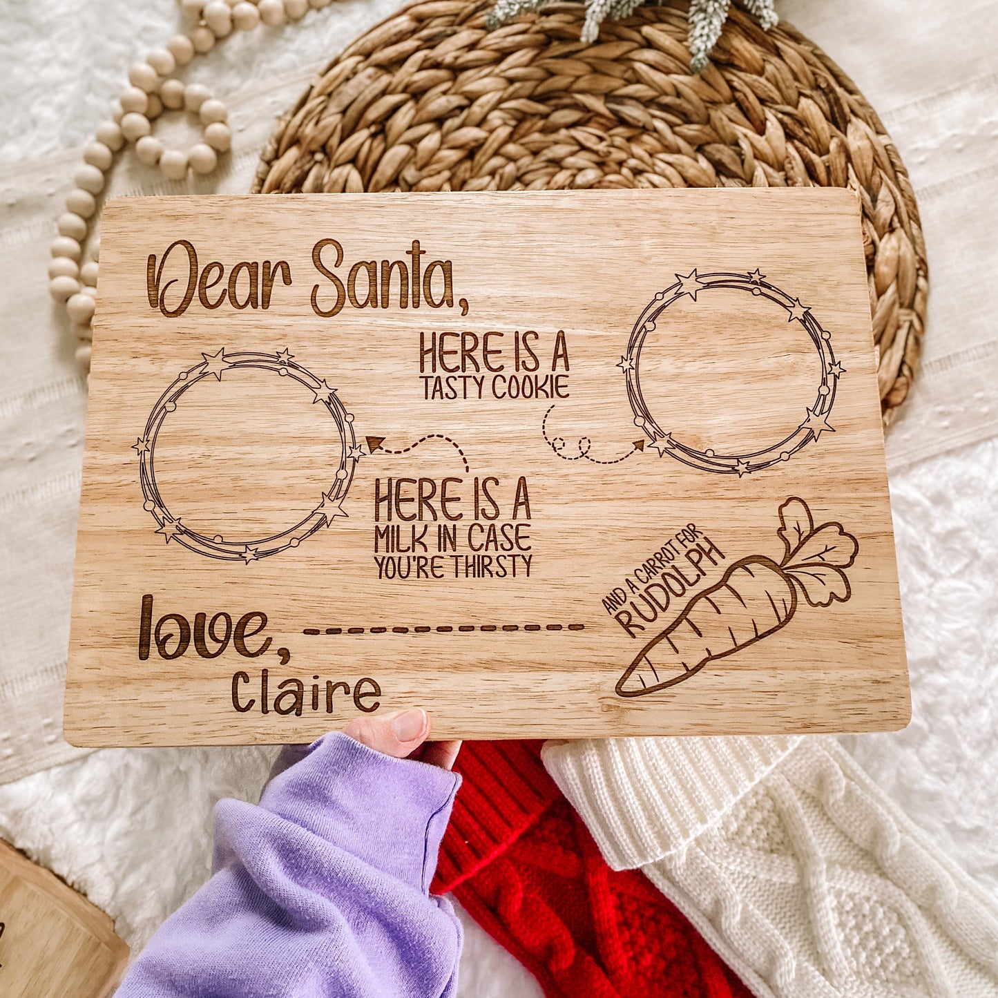 Custom Santa Milk and Cookie Board - Stars