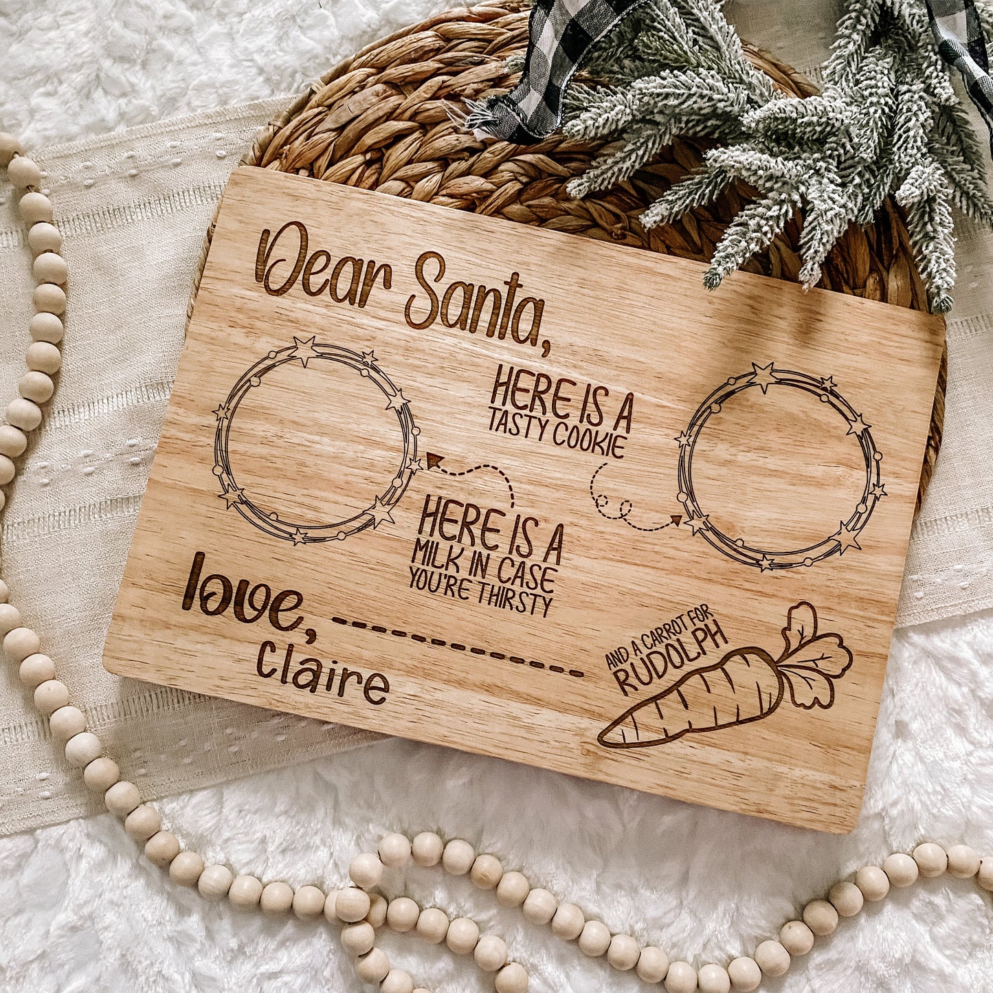 Custom Santa Milk and Cookie Board - Stars