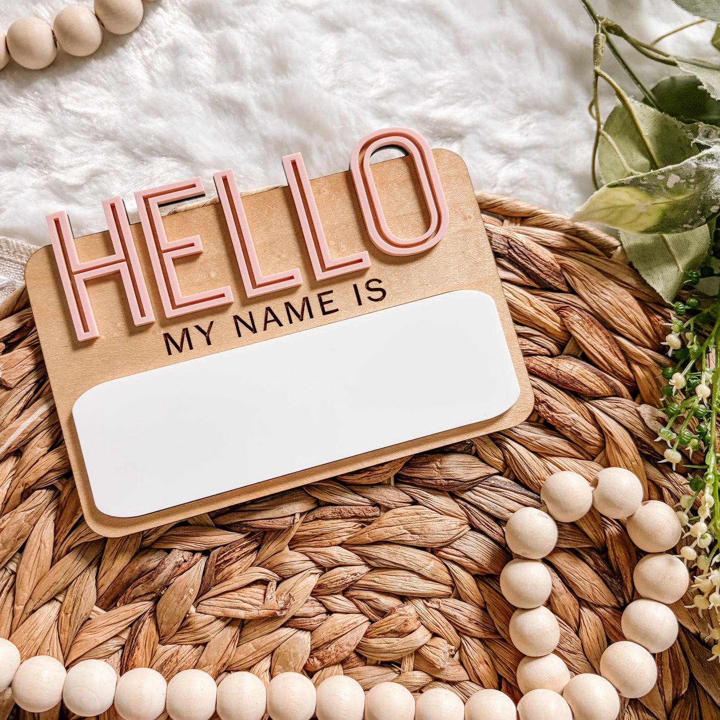 Dry Erase Hello My Name Is Sign - Outline Font