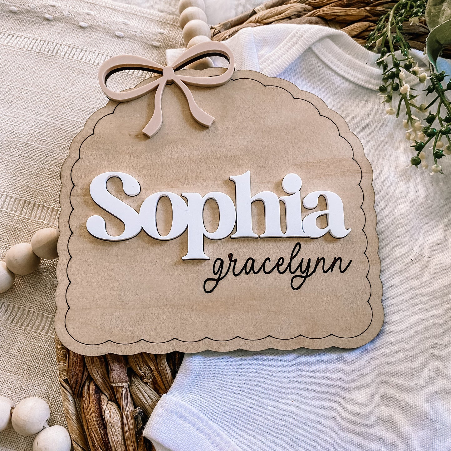 Dainty Bow Custom Name Sign