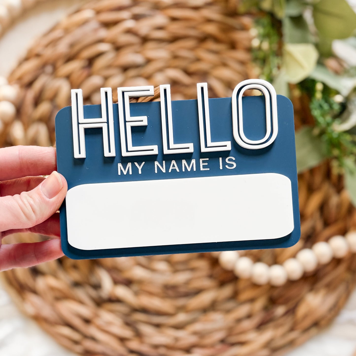 Hello My Name Is - Dry Erase Baby Name Announcement - Outline Font
