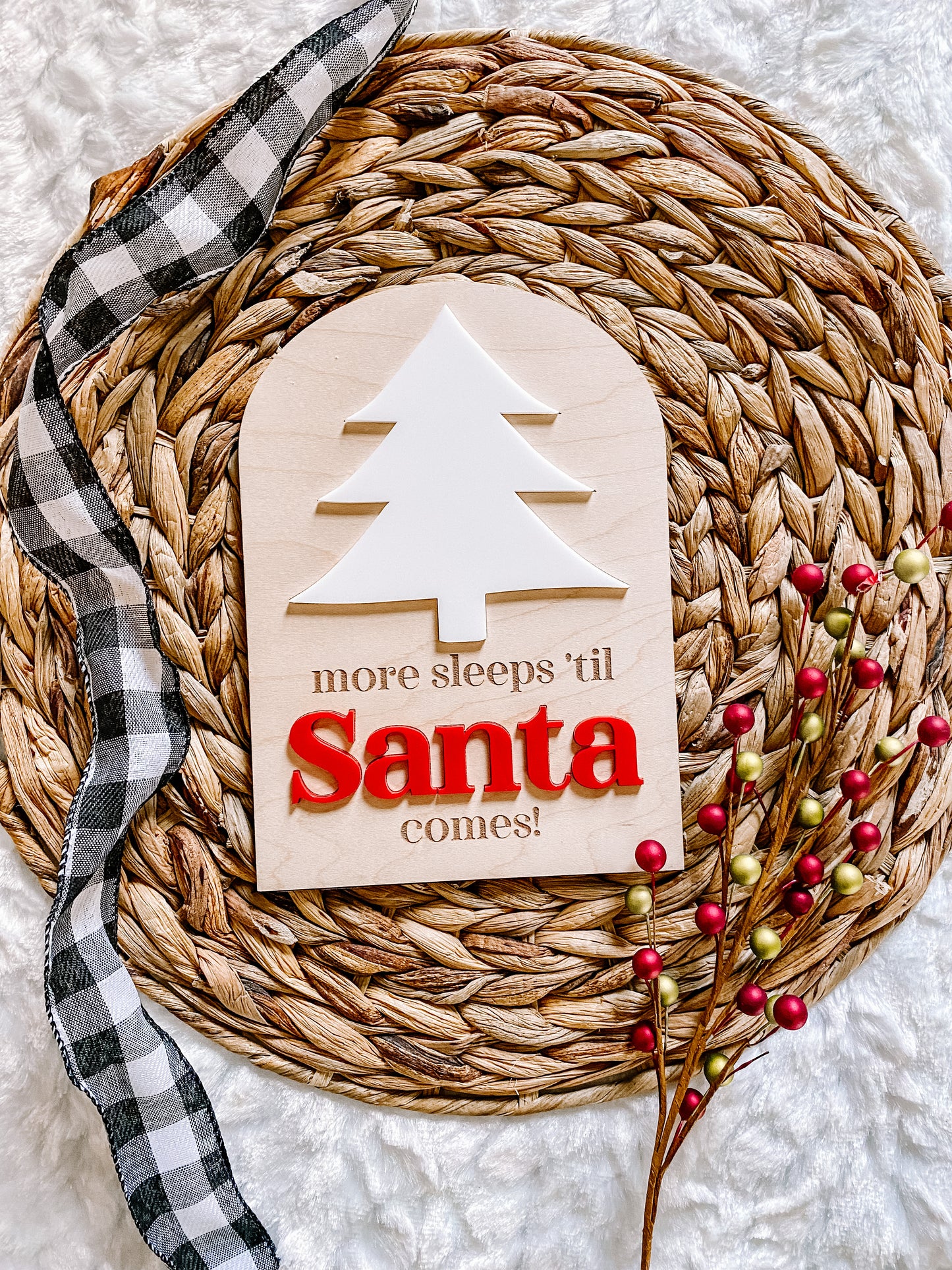 Sleeps Until Santa Comes Christmas Countdown Sign