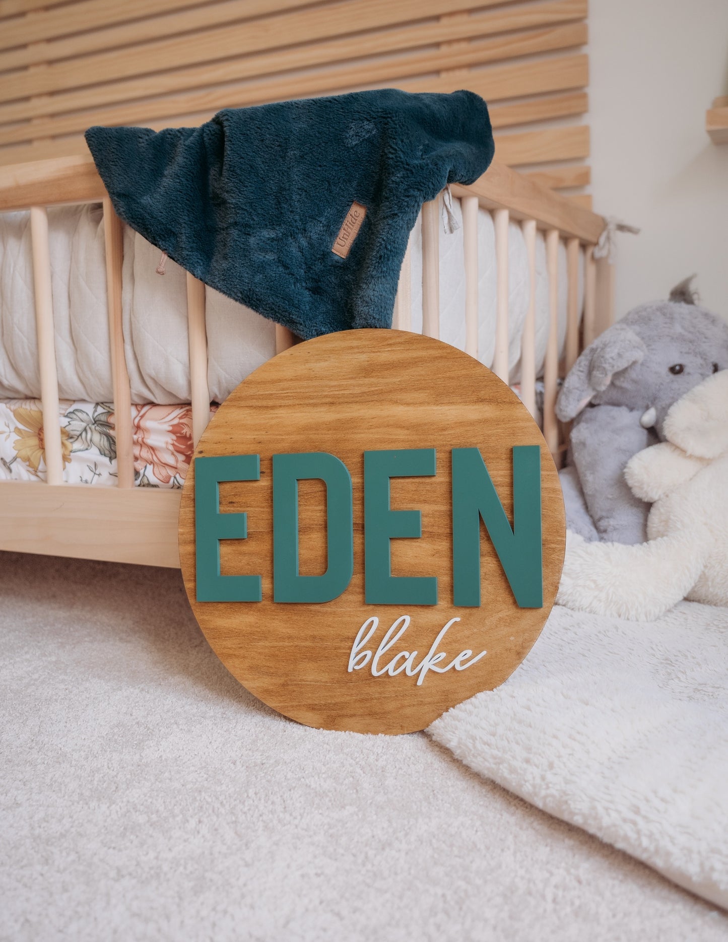 Large Wood Name Round