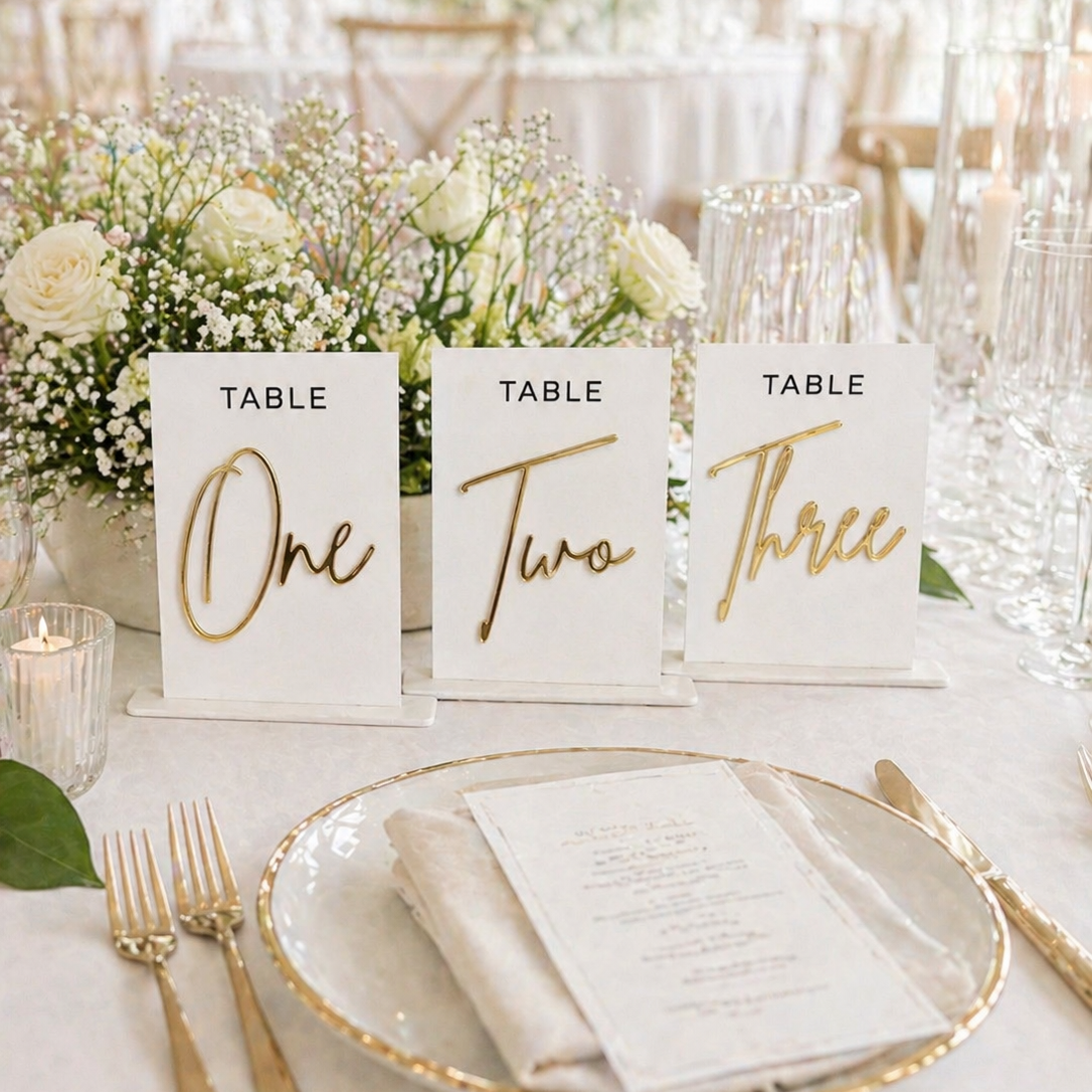 Acrylic Table Numbers - The Gilded Script Collection