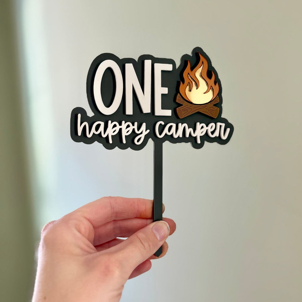 ONE Happy Camper First Birthday Cake Topper