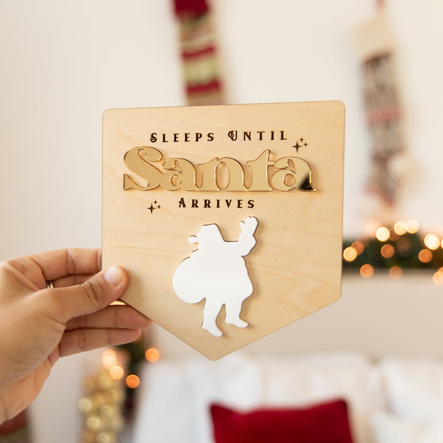 Sleepts Til Santa Comes Christmas Countdown - Gold