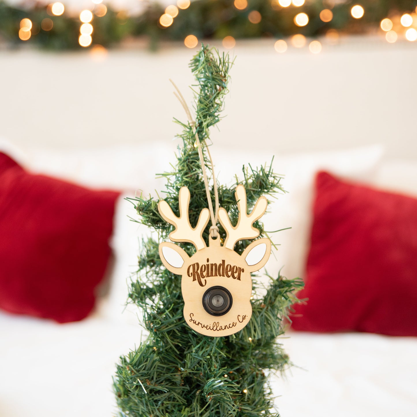 Reindeer Surveillance Santa Cam Ornament - Gold