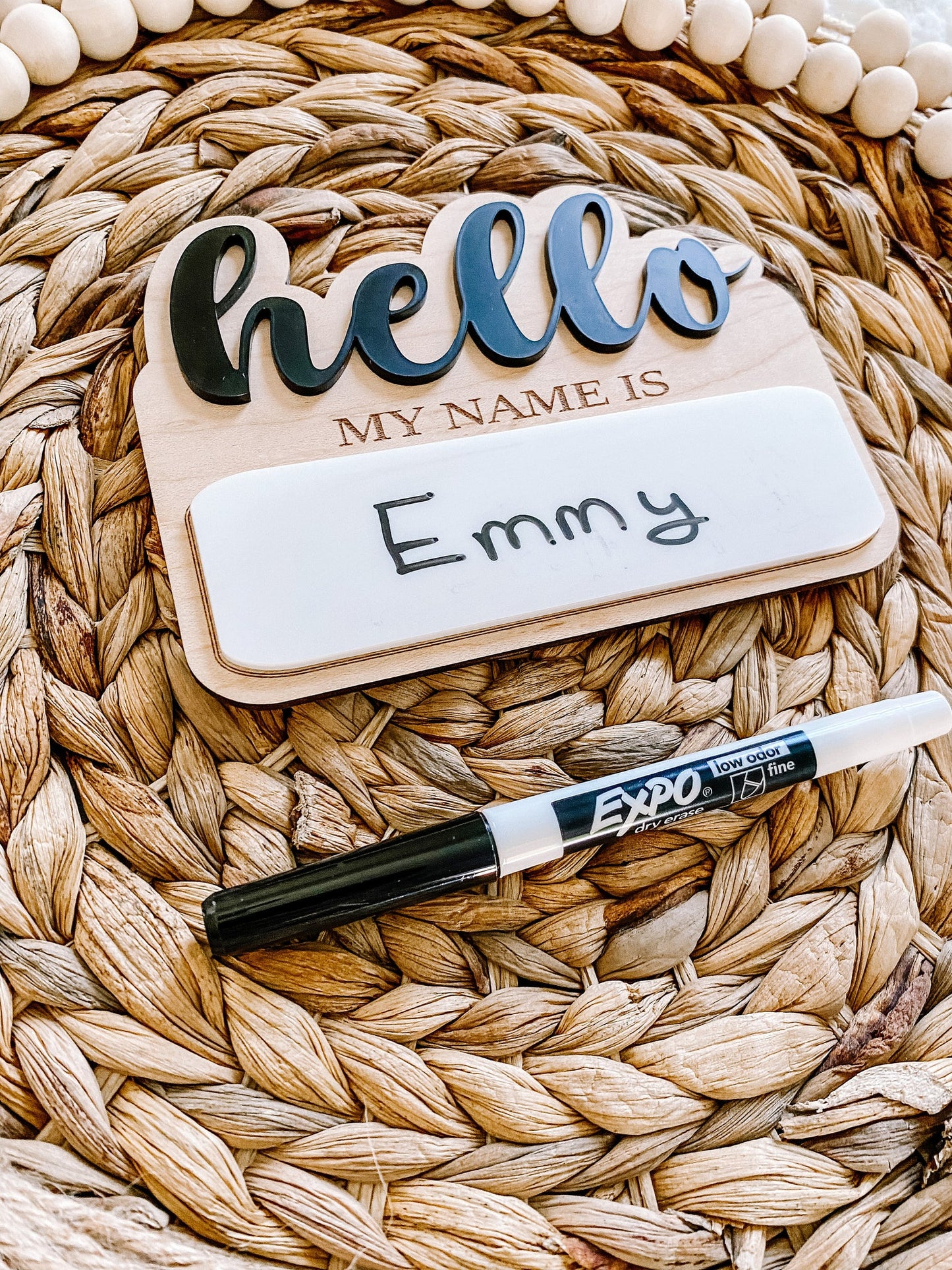 Dry Erase Hello My Name Is Sign - Cursive