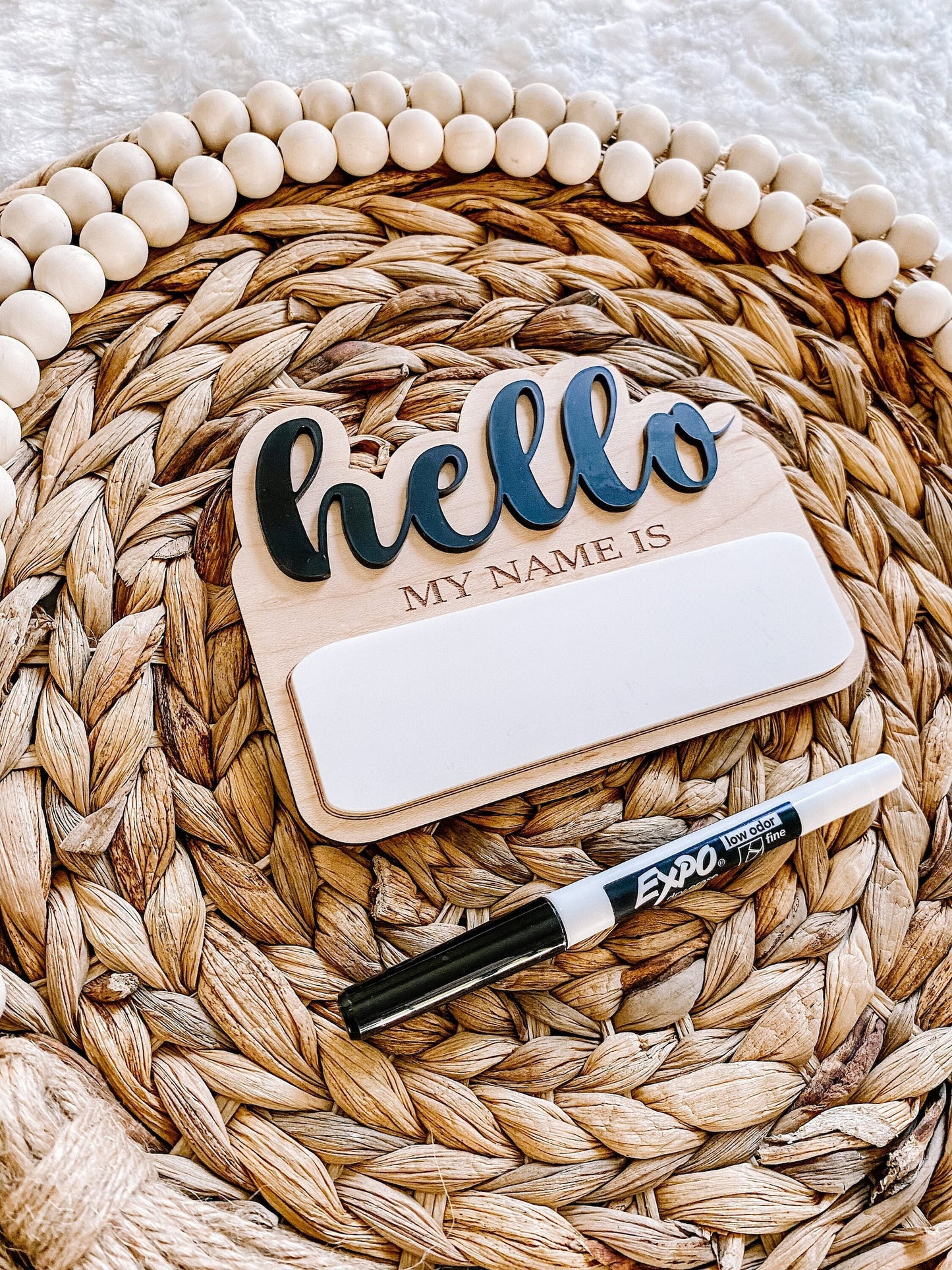 Dry Erase Hello My Name Is Sign - Cursive