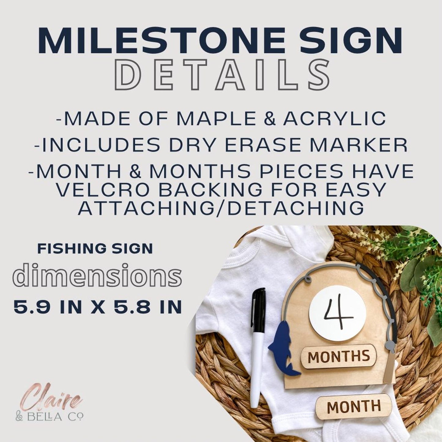 Monthly Milestone Dry Erase Sign - Fishing