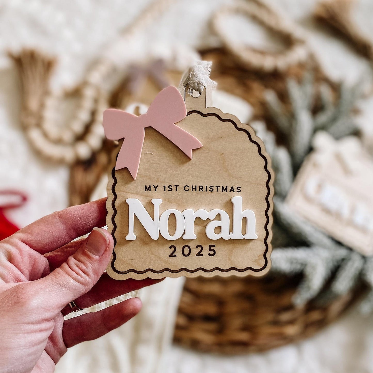 3D Bow Custom Baby's 1st Christmas Ornament