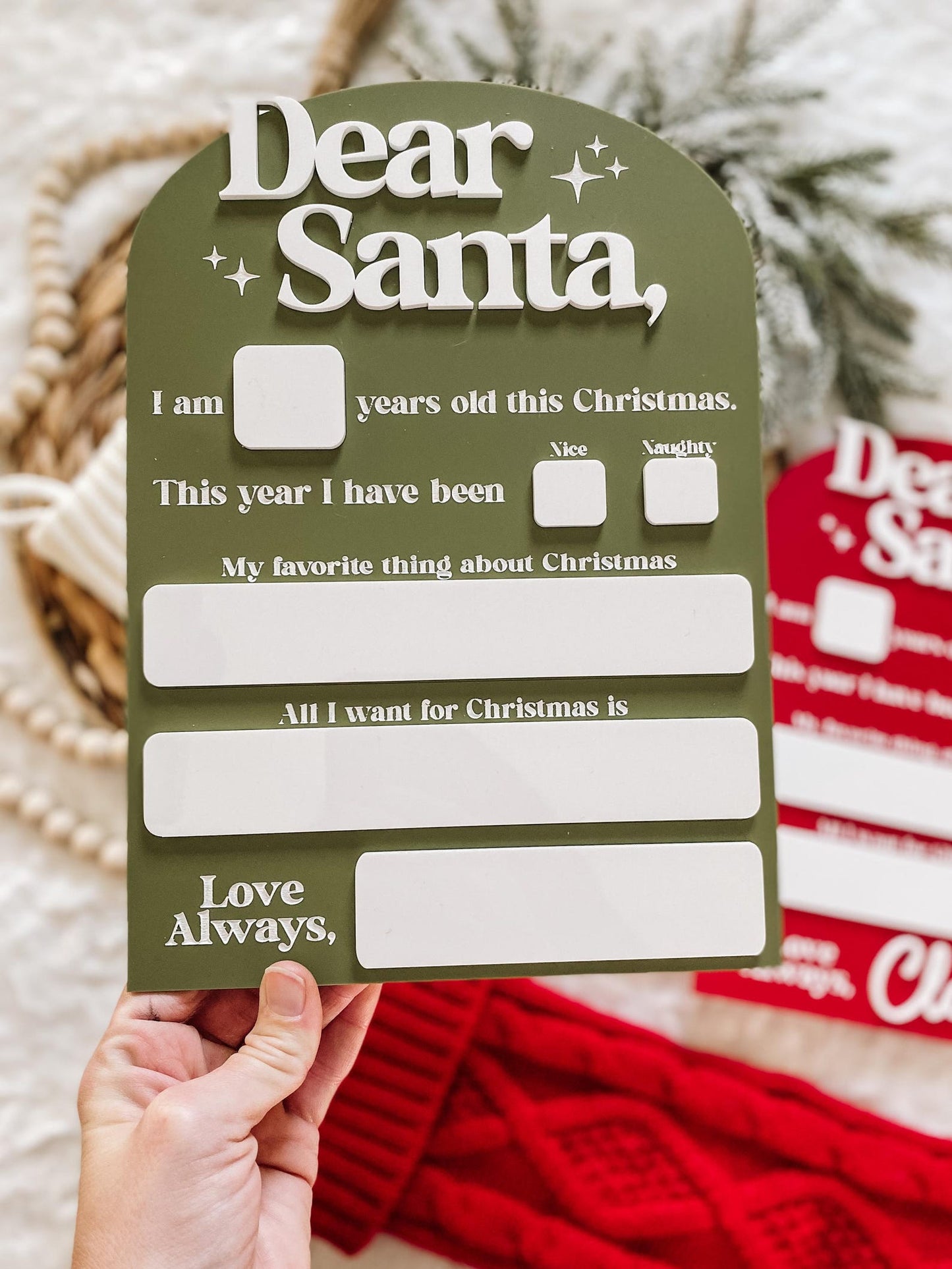 Dear Santa Christmas Dry Erase Board - Acrylic Backer