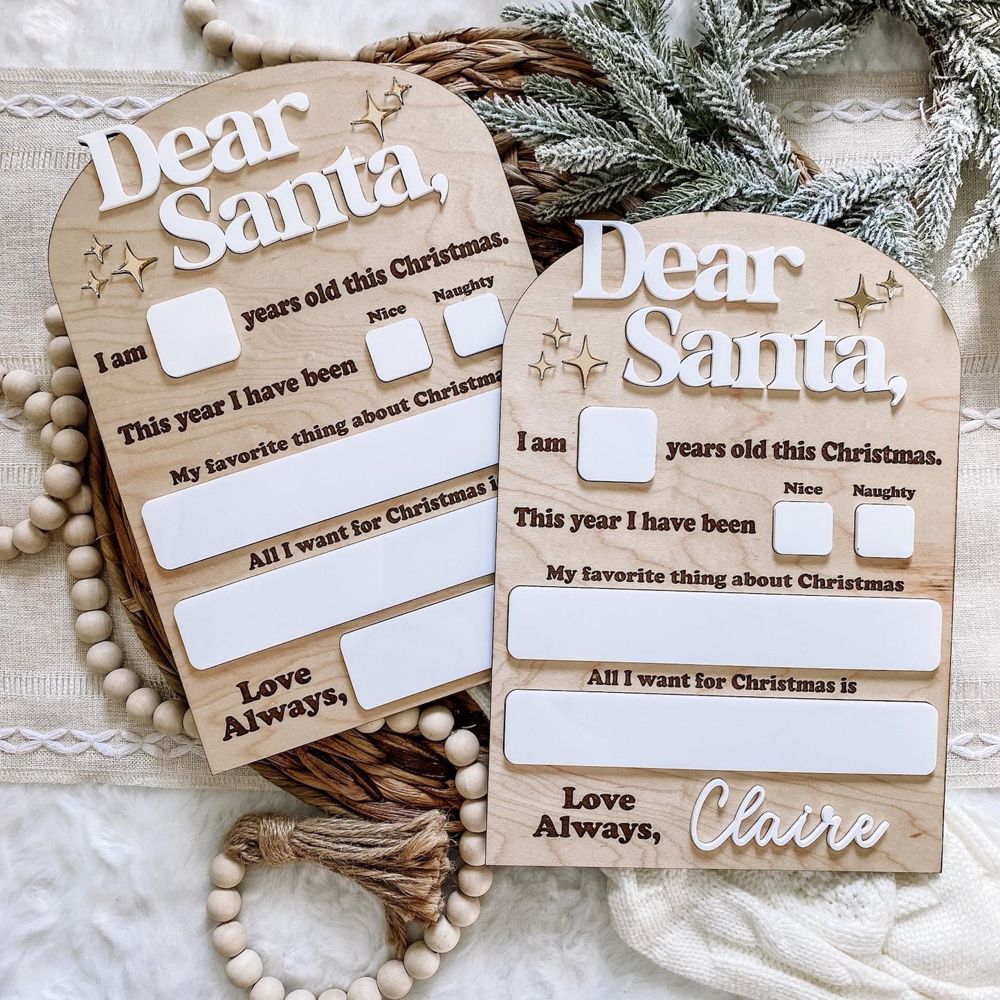 Dear Santa Christmas Wishlist Dry Erase Board - Customized with Childs Name