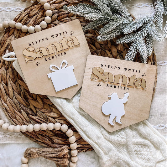 Sleepts Til Santa Comes Christmas Countdown - Gold