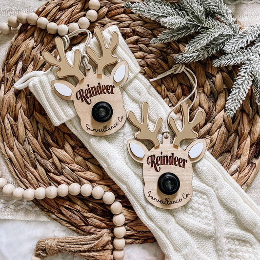 Reindeer Surveillance Santa Cam Ornament - Gold