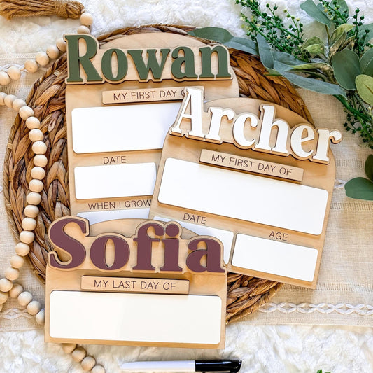 Custom First and Last Day of School Sign - Interchangable Names