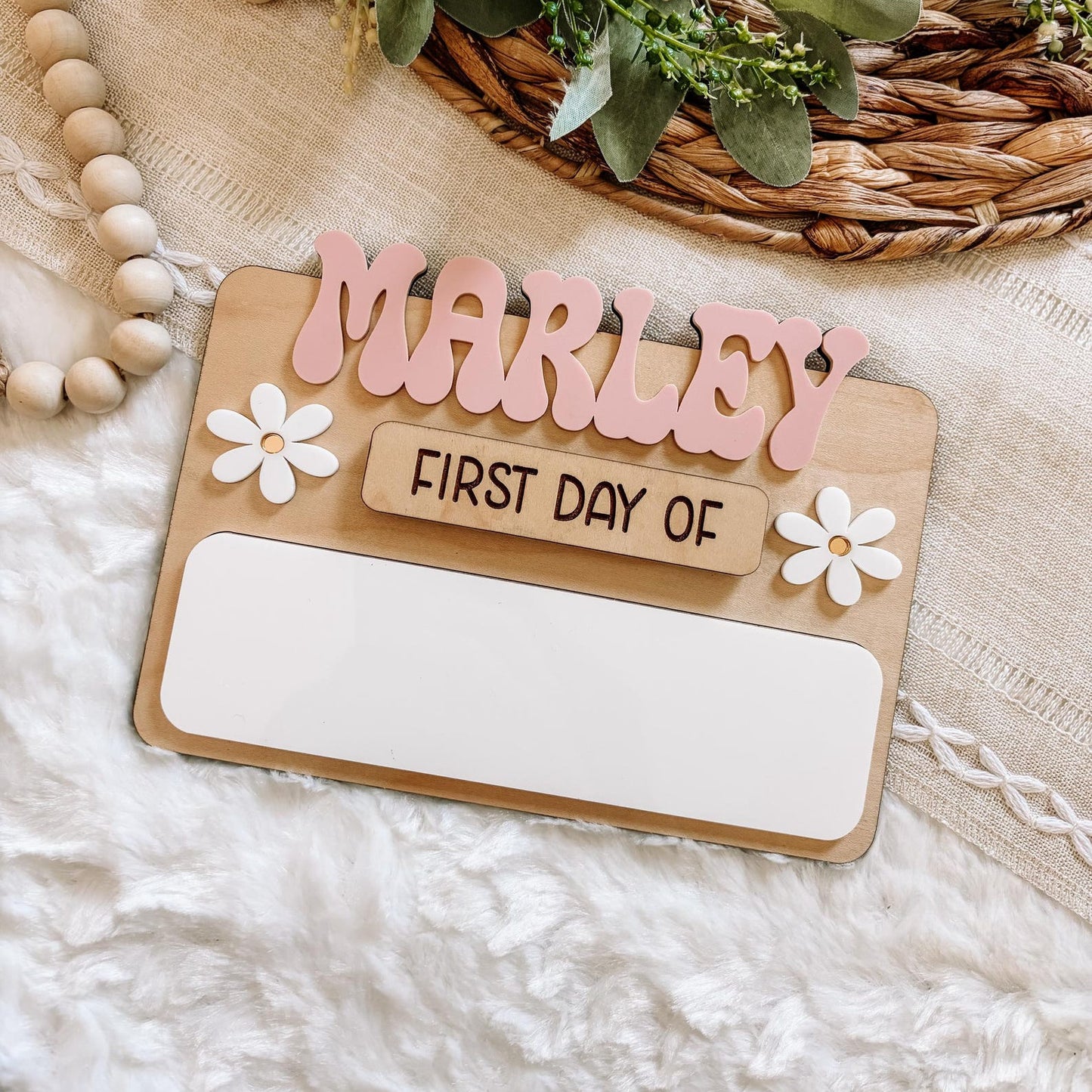 Custom First/Last Day of School Sign -Florals and Checkers