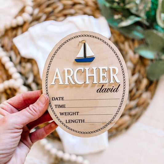 Custom Name Birth Stat Sign - Sailboat