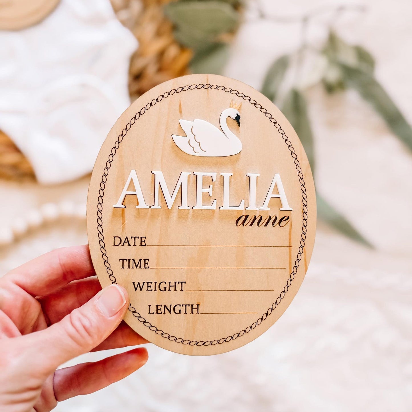 Custom Name Birth Stat Sign - Swan