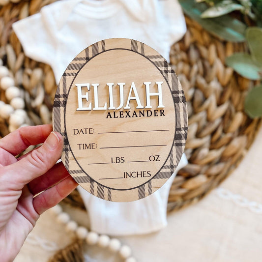Custom Birth Stat Sign - Plaid